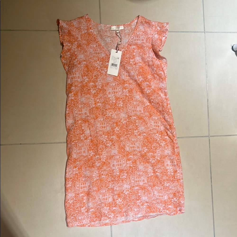 Orange and White Patterned Dress